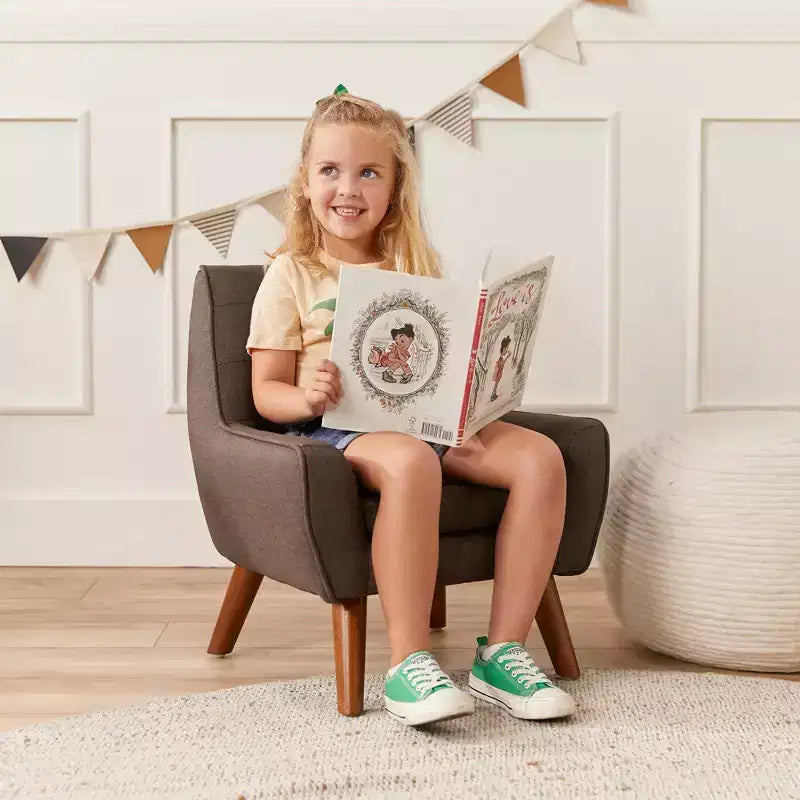 Fauteuil d'appoint pour enfant sans accoudoirs en lin naturel, 1 place