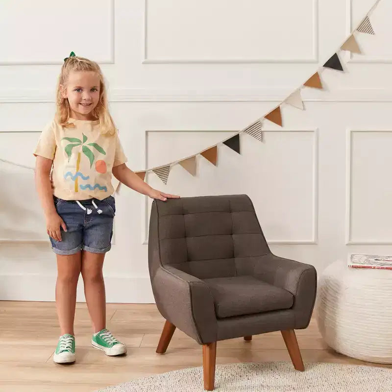 Fauteuil d'appoint pour enfant sans accoudoirs en lin naturel, 1 place