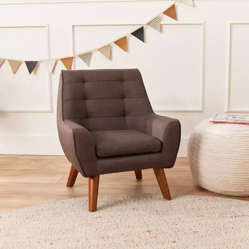 Fauteuil d'appoint pour enfant sans accoudoirs en lin naturel, 1 place