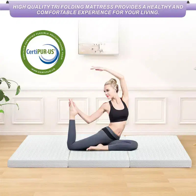 Matelas pliant en mousse à mémoire de forme, crème, 1-2 personnes, Full/Queen/King