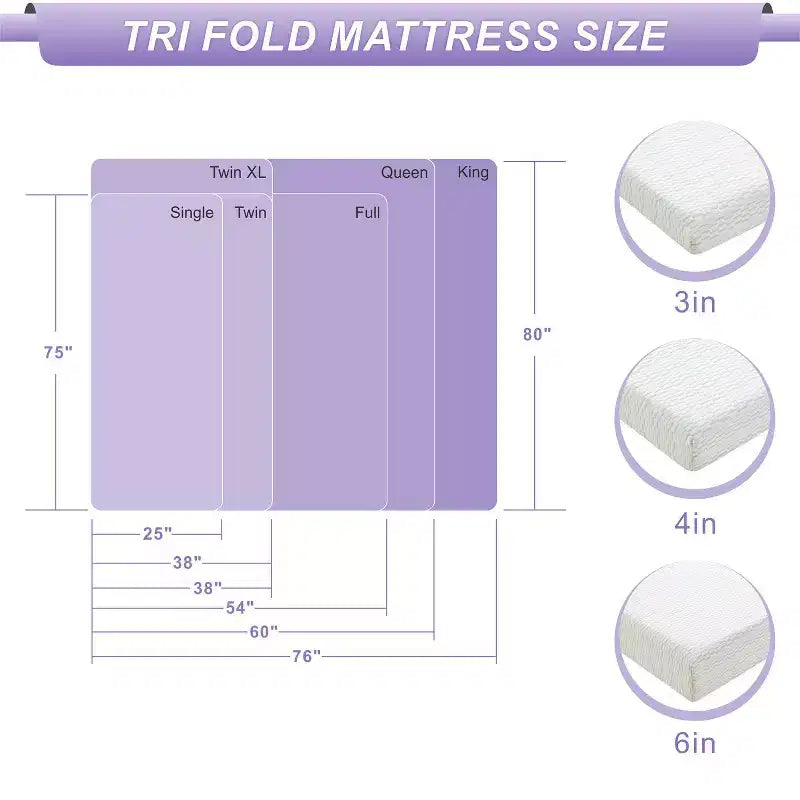 Matelas pliant en mousse à mémoire de forme, crème, 1-2 personnes, Full/Queen/King