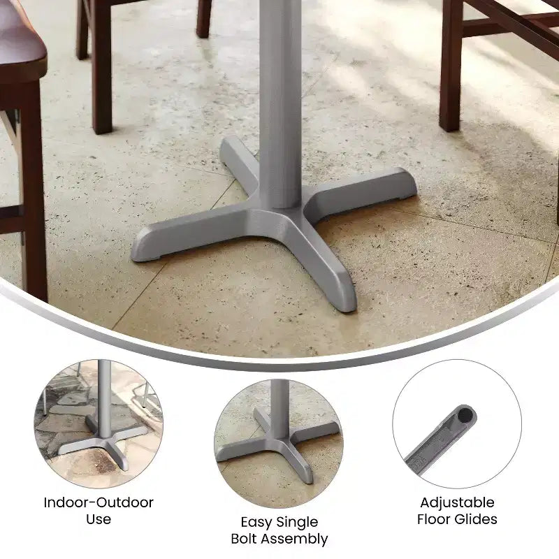 Pied de table en fer noir en X, 56 x 56 cm, usage commercial