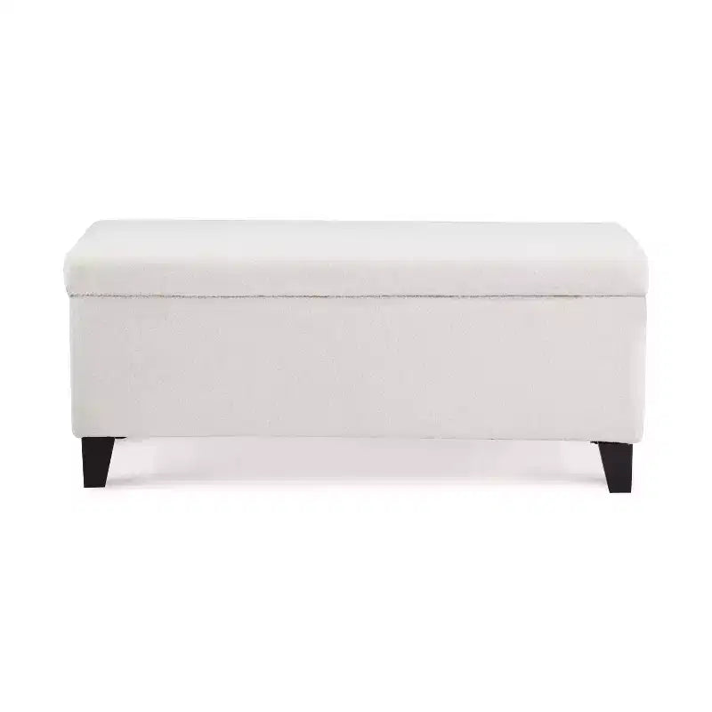 Pouf de rangement rembourré en bouclé vert, couvercle rabattable, 1 place