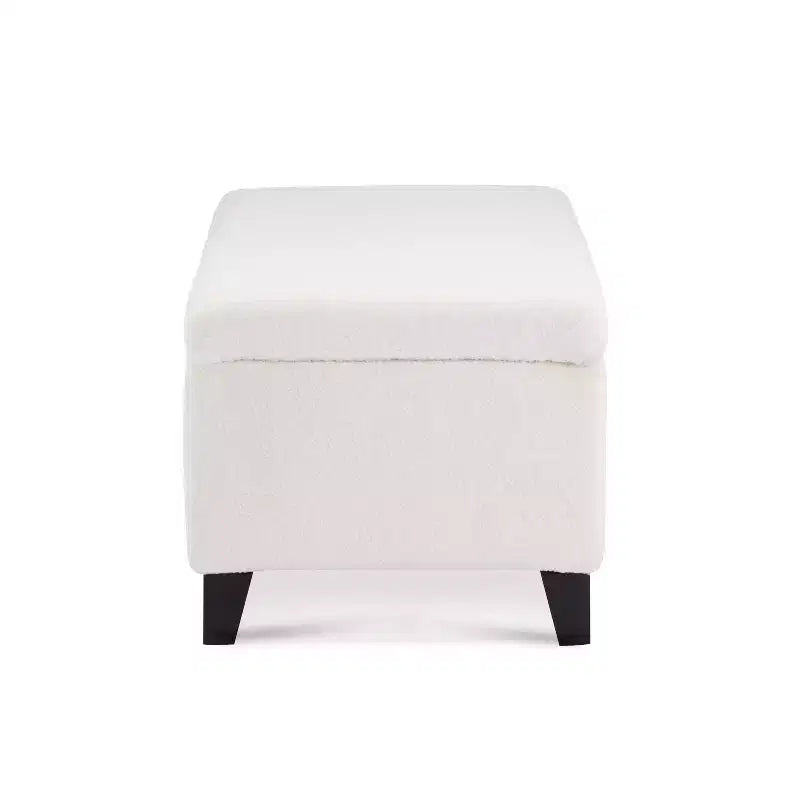 Pouf de rangement rembourré en bouclé vert, couvercle rabattable, 1 place