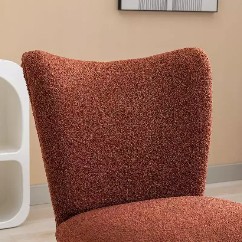 Fauteuil d'appoint sans accoudoirs rembourré avec pieds en bois, une place – Beige / Orange brûlé / Gris / Vert