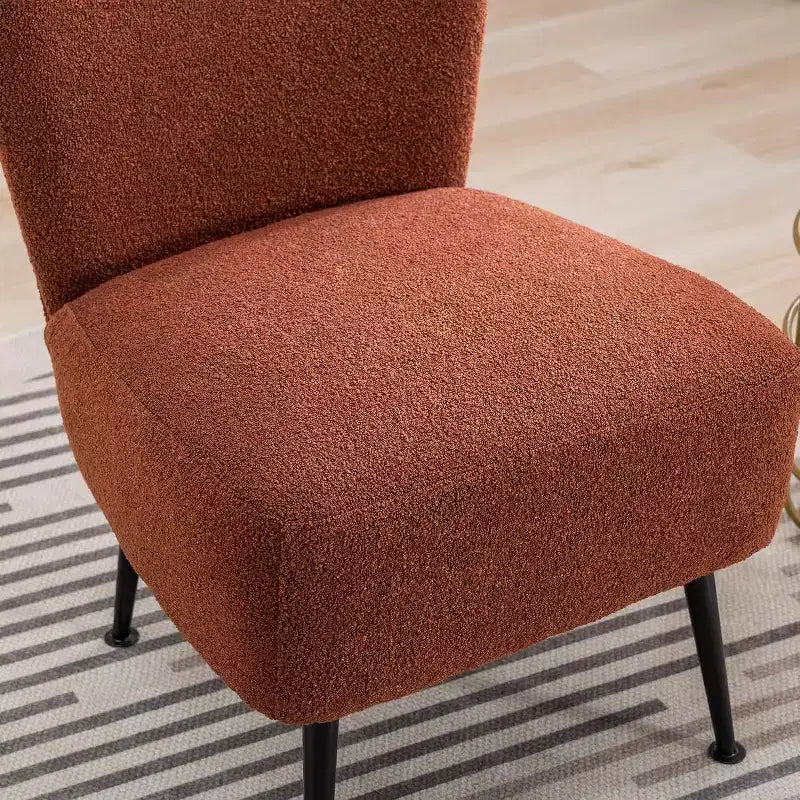 Fauteuil d'appoint sans accoudoirs rembourré avec pieds en bois, une place – Beige / Orange brûlé / Gris / Vert