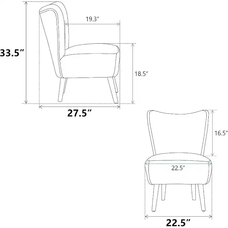 Fauteuil d'appoint sans accoudoirs rembourré avec pieds en bois, une place – Beige / Orange brûlé / Gris / Vert