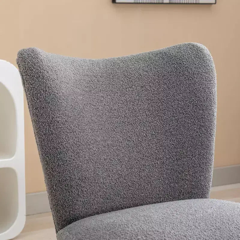 Fauteuil d'appoint sans accoudoirs rembourré avec pieds en bois, une place – Beige / Orange brûlé / Gris / Vert