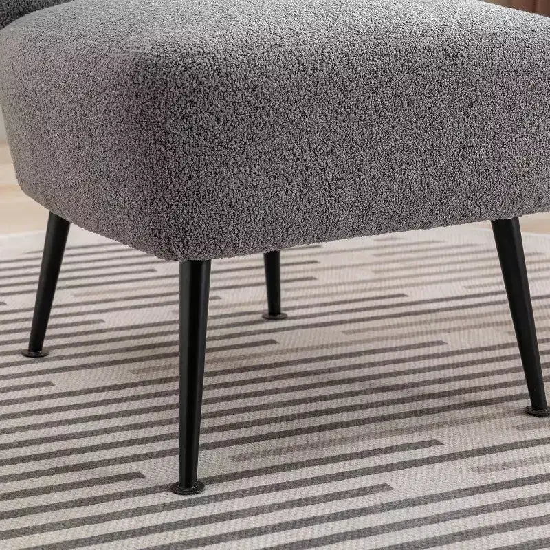 Fauteuil d'appoint sans accoudoirs rembourré avec pieds en bois, une place – Beige / Orange brûlé / Gris / Vert