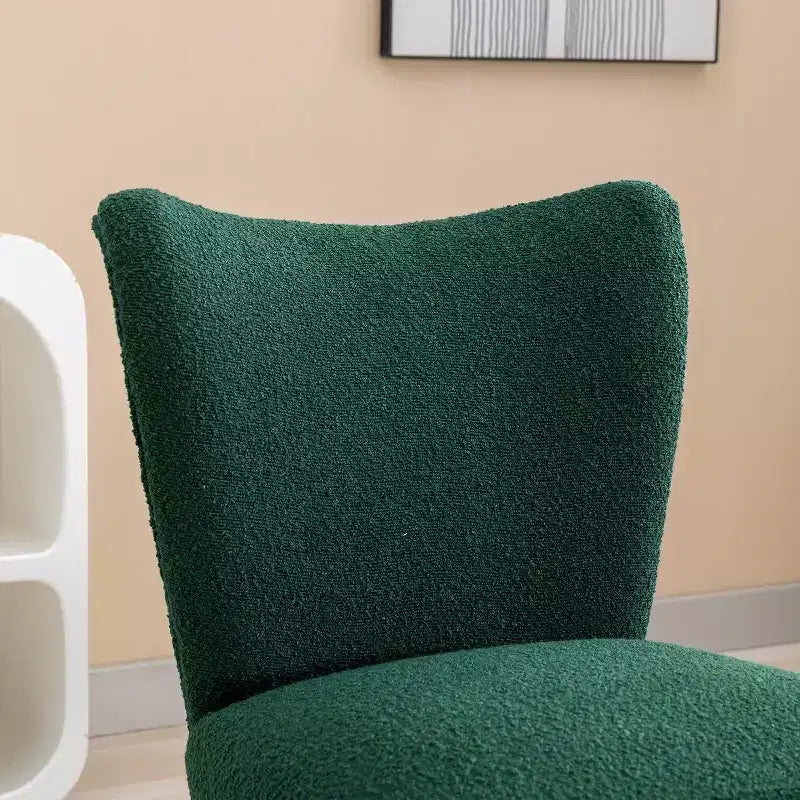 Fauteuil d'appoint sans accoudoirs rembourré avec pieds en bois, une place – Beige / Orange brûlé / Gris / Vert