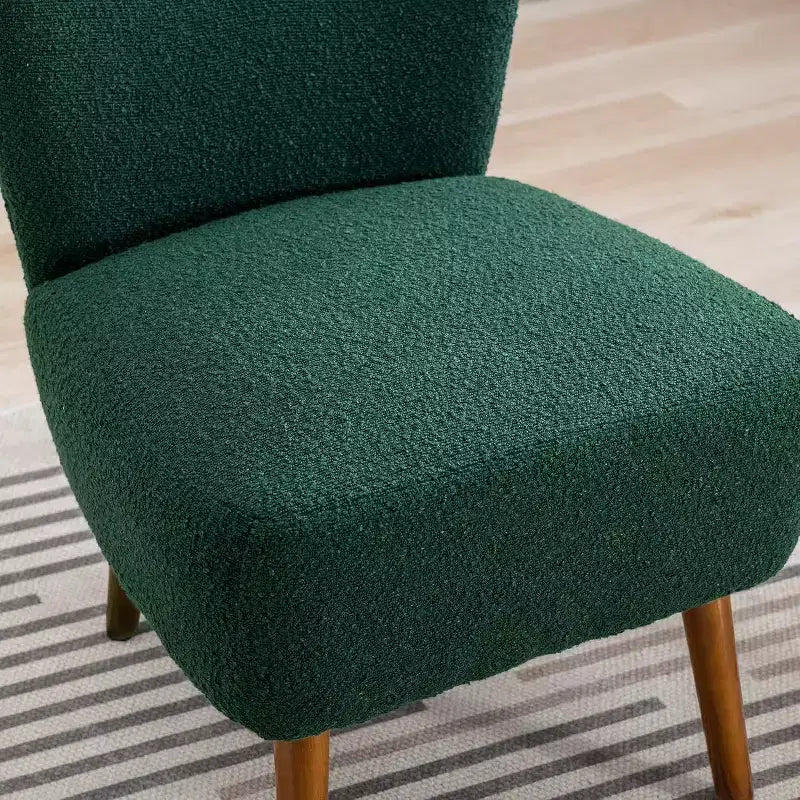 Fauteuil d'appoint sans accoudoirs rembourré avec pieds en bois, une place – Beige / Orange brûlé / Gris / Vert