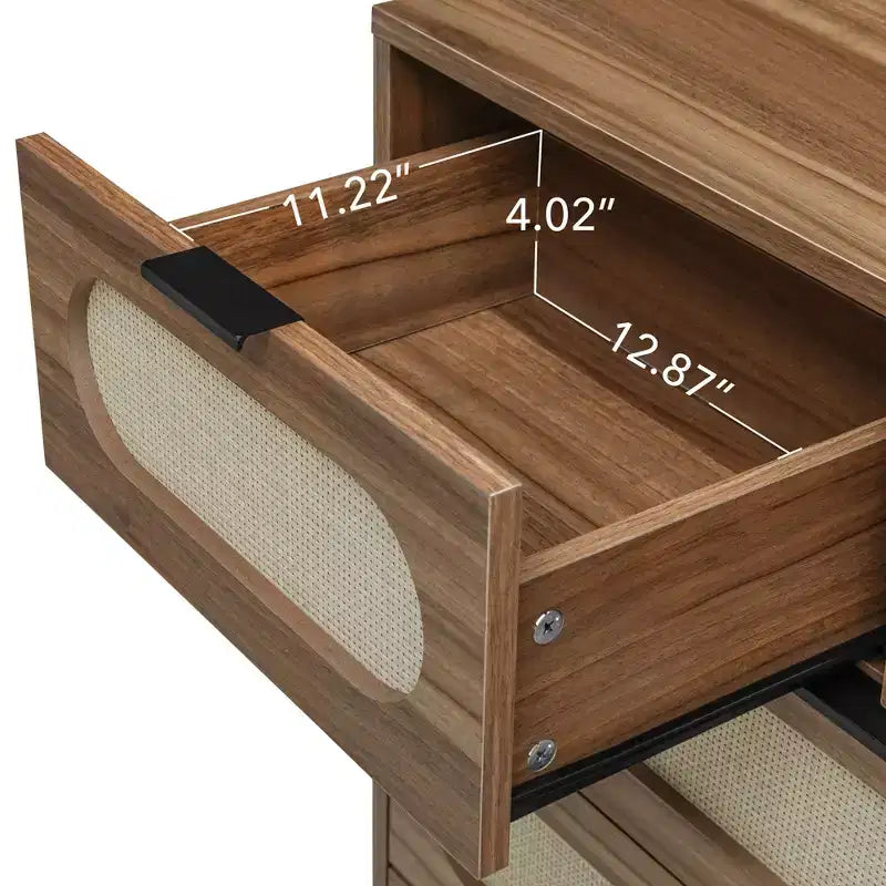 Commode d'appoint à 5 tiroirs en noyer pour adultes