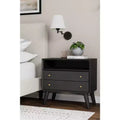 Table de chevet noire de style Mid-Century, 1 personne, pieds évasés