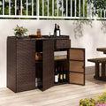 Armoire de rangement d'extérieur 3 portes avec tiroir en rotin marron mélangé – Montage par 1 personne