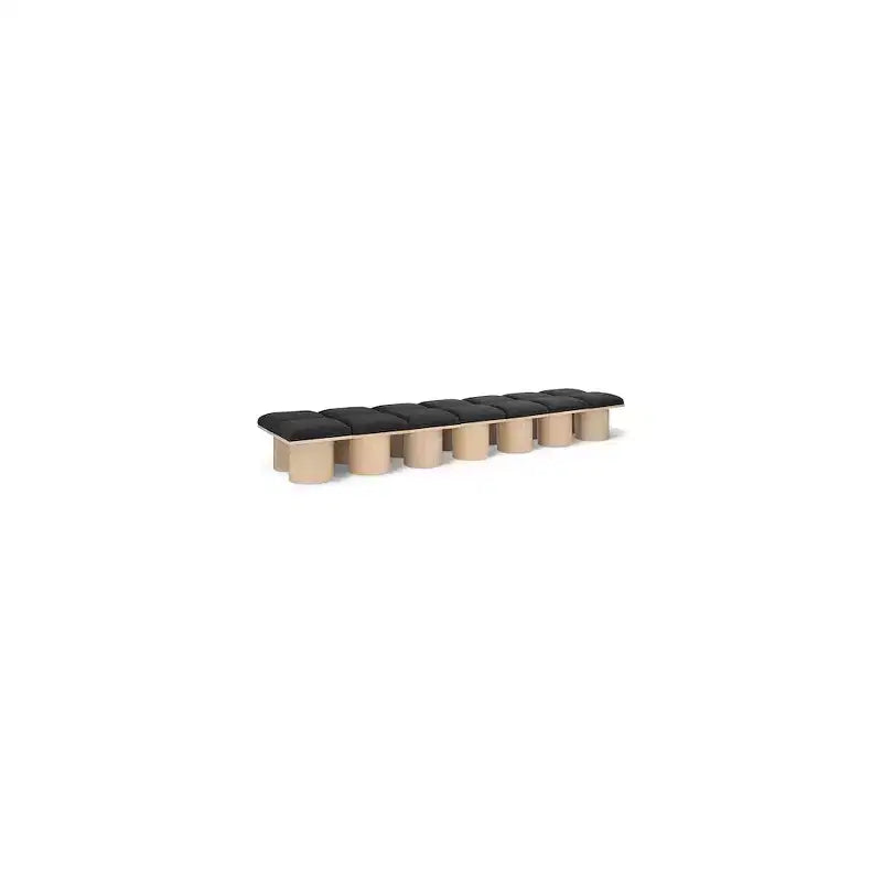 Meridian Furniture,Pavilion Black Boucle Fabric Bench