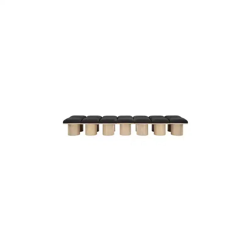 Banc rembourré en tissu bouclé noir, multi-places
