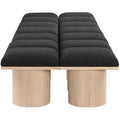 Banc rembourré en tissu bouclé noir, multi-places
