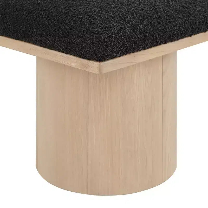 Banc rembourré en tissu bouclé noir, multi-places