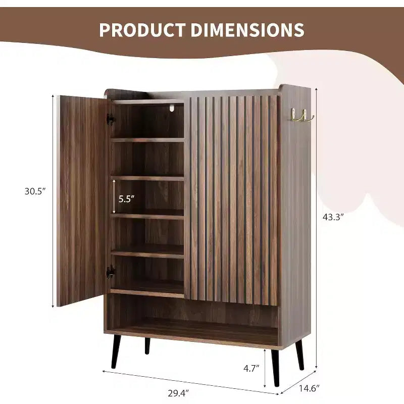 Meuble à chaussures 6 niveaux, 3 portes, noir/marron, autoportant, capacité jusqu'à 35 paires
