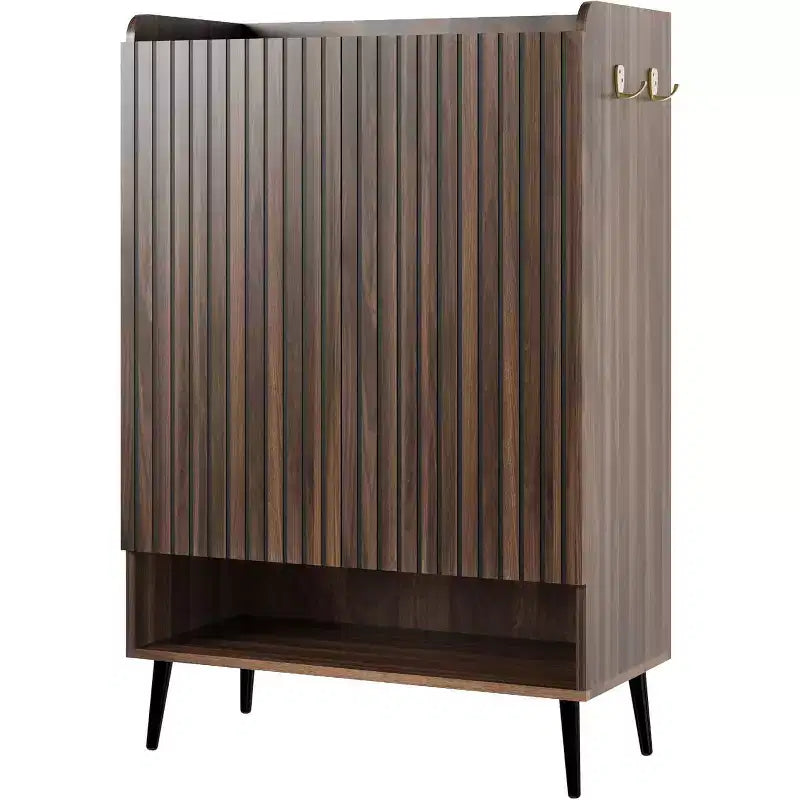 Meuble à chaussures 6 niveaux, 3 portes, noir/marron, autoportant, capacité jusqu'à 35 paires