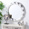 Miroir mural rond encadré argenté, simple, 33"
