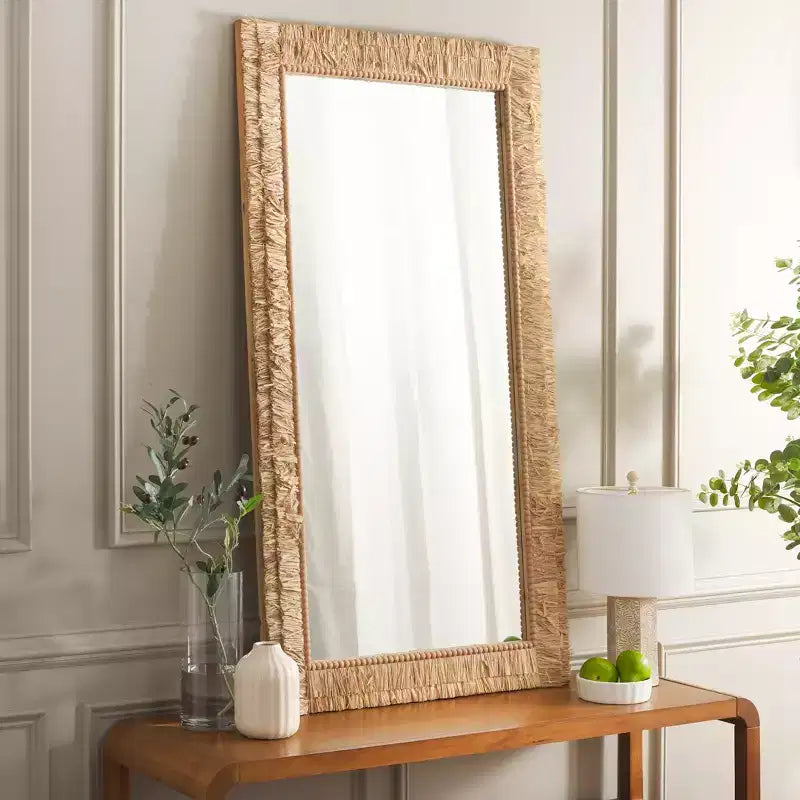 Noir / Naturel, Miroir mural rectangulaire, Encadré, Accrochage vertical ou horizontal