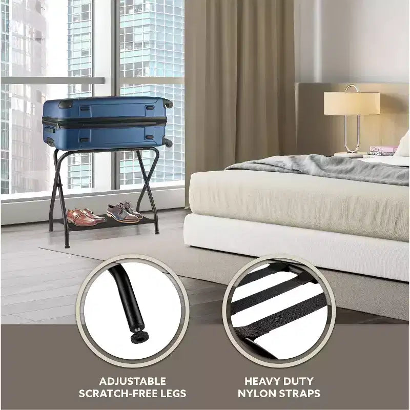 Porte-bagages pliant noir, lot de 2