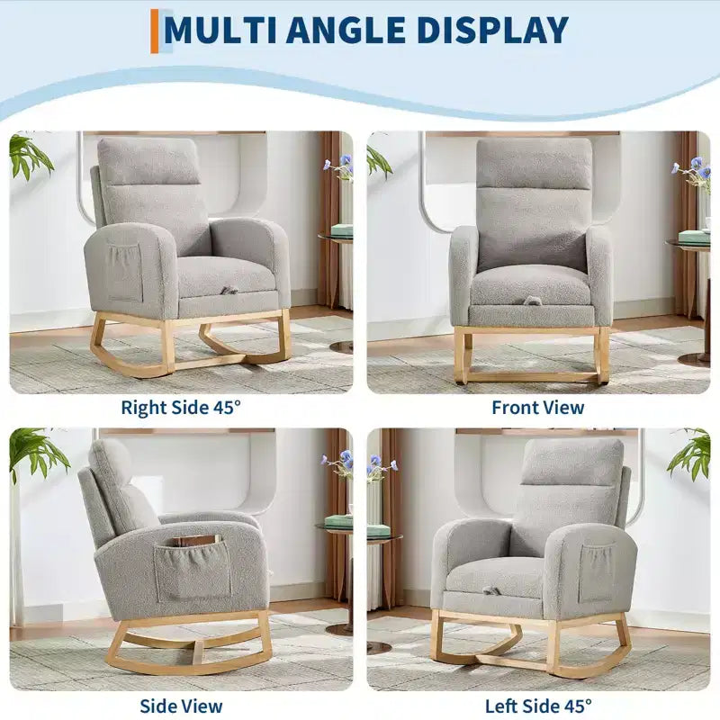 Fauteuil à bascule rembourré avec repose-pieds réglable et pochette latérale – Une place, plusieurs couleurs