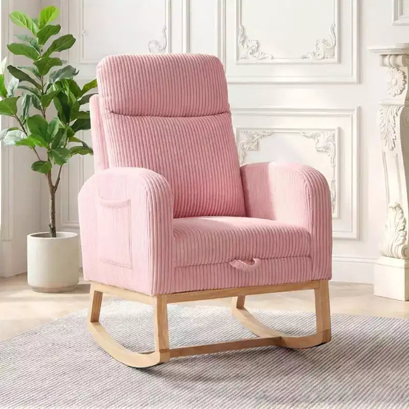 Fauteuil à bascule rembourré avec repose-pieds réglable et pochette latérale – Une place, plusieurs couleurs