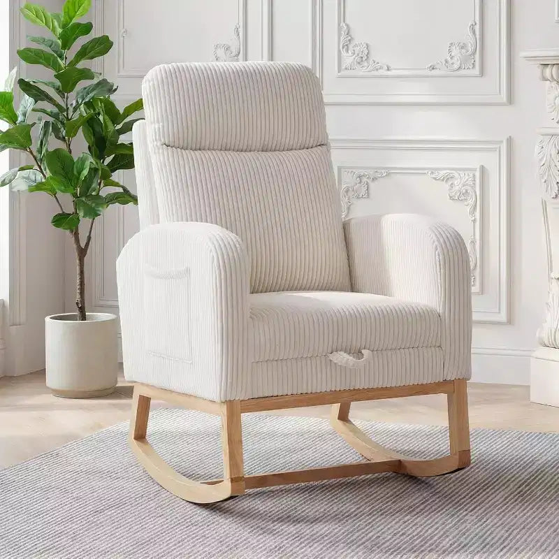 Fauteuil à bascule rembourré avec repose-pieds réglable et pochette latérale – Une place, plusieurs couleurs