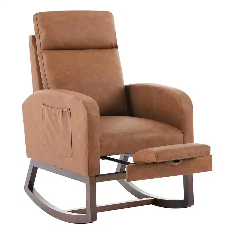 Fauteuil à bascule rembourré avec repose-pieds réglable et pochette latérale – Une place, plusieurs couleurs