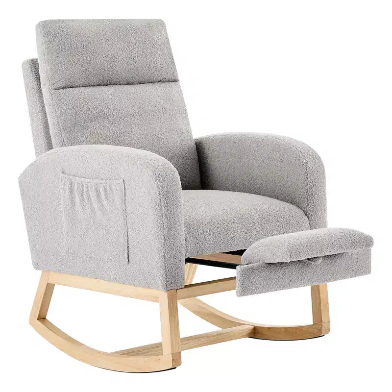 Fauteuil à bascule rembourré avec repose-pieds réglable et pochette latérale – Une place, plusieurs couleurs