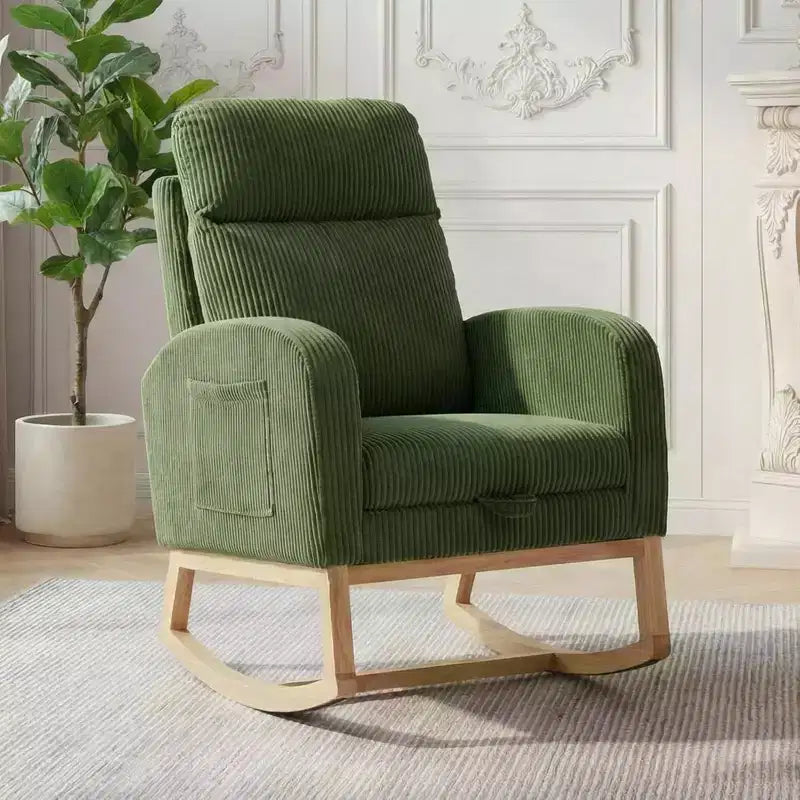 Fauteuil à bascule rembourré avec repose-pieds réglable et pochette latérale – Une place, plusieurs couleurs