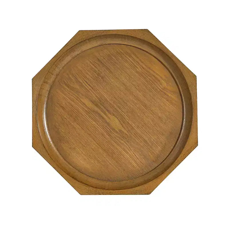 Table d'appoint octogonale noire et marron, base à pieds araignée, usage 1 personne
