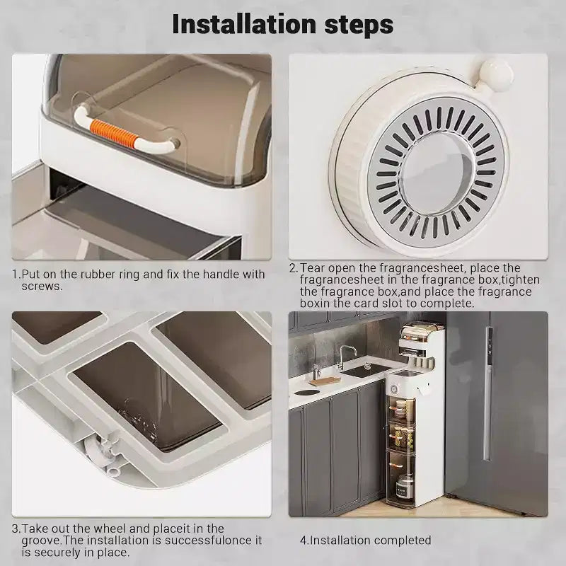 Meuble de rangement fin blanc à 5 tiroirs avec roulettes, Monoposte