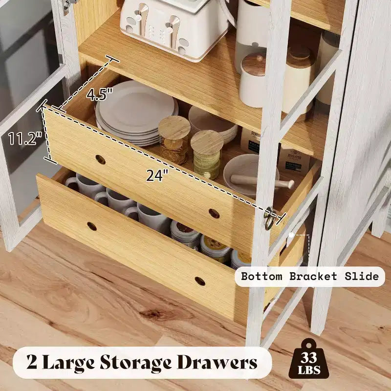 Vitrine de rangement cintrée en chêne blanc et chêne noir avec portes vitrées, 1 pièce/2 pièces, 180 cm de hauteur