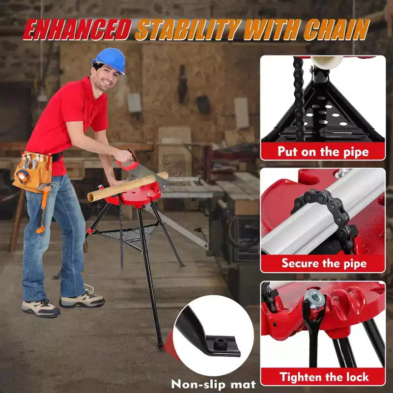 Pince étau à chaîne trépied pliable noire, capacité de 1/8" à 6", utilisateur unique