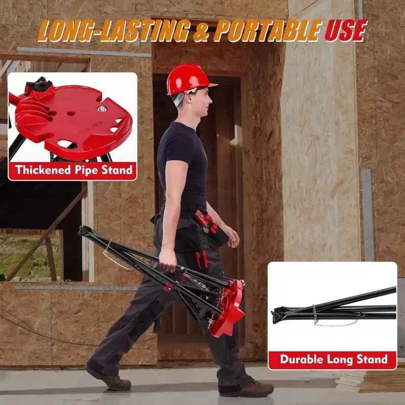 Pince étau à chaîne trépied pliable noire, capacité de 1/8" à 6", utilisateur unique