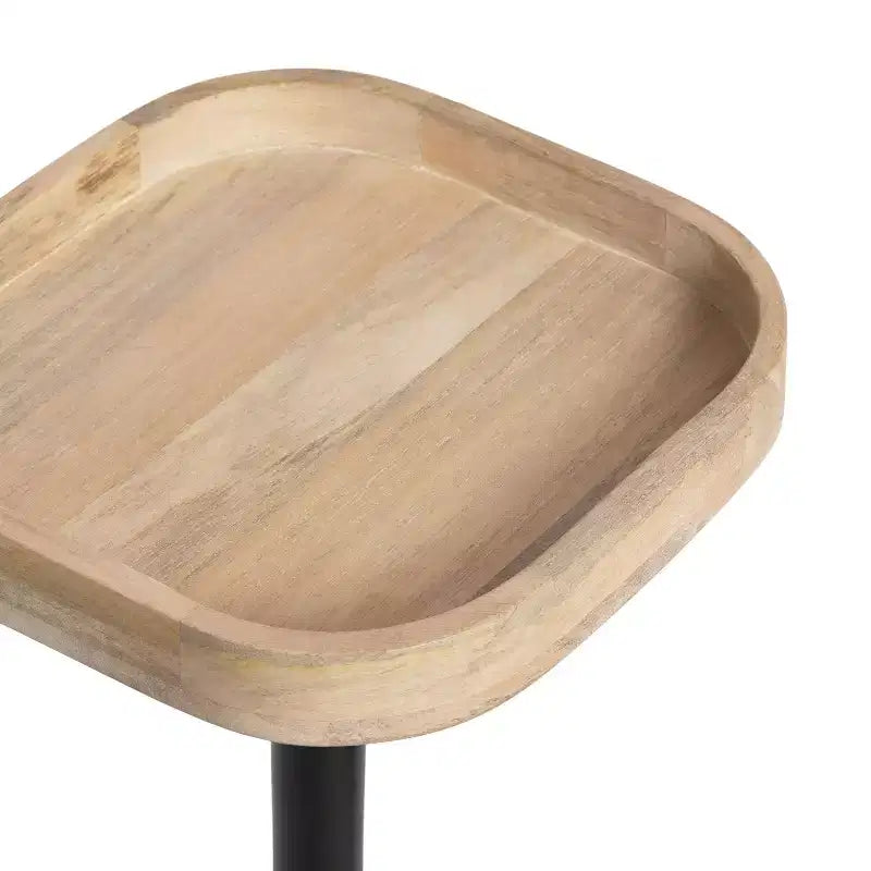 Table d'appoint carrée en bois, brun foncé/naturel pour 1
