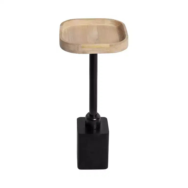 Table d'appoint carrée en bois, brun foncé/naturel pour 1