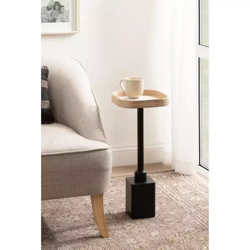 Table d'appoint carrée en bois, brun foncé/naturel pour 1