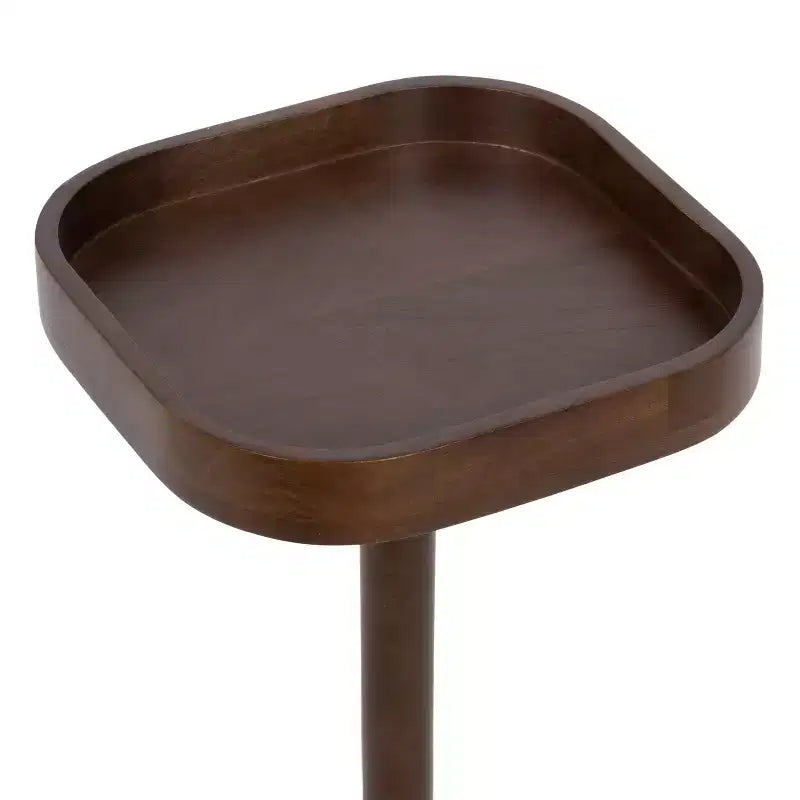 Table d'appoint carrée en bois, brun foncé/naturel pour 1