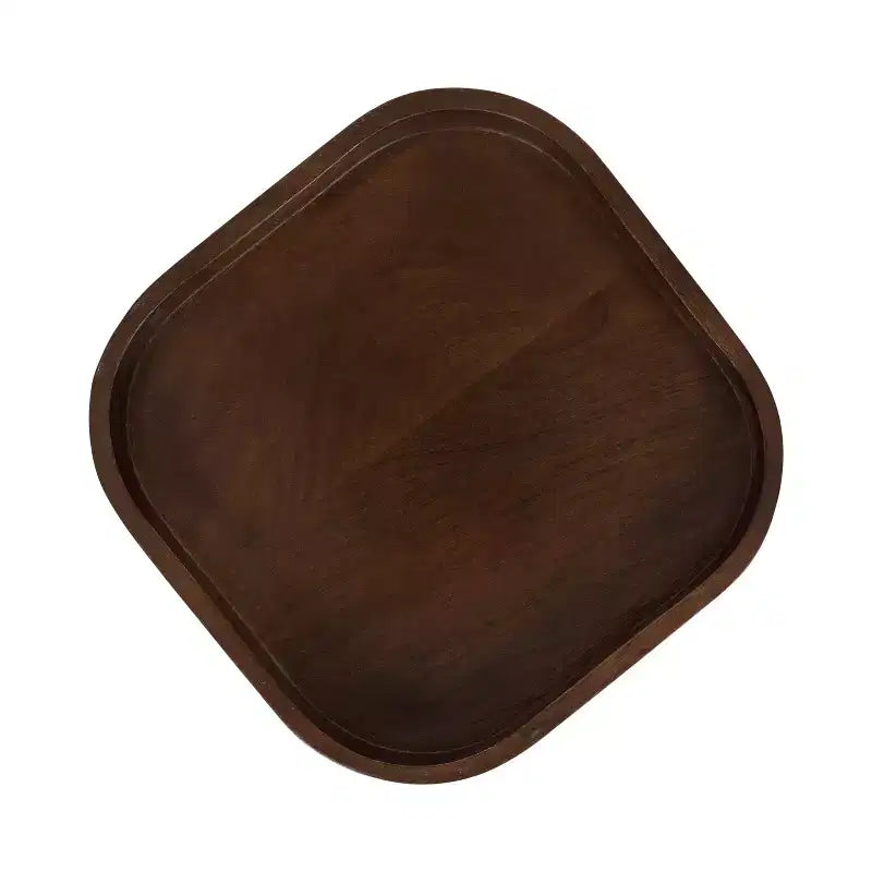 Table d'appoint carrée en bois, brun foncé/naturel pour 1