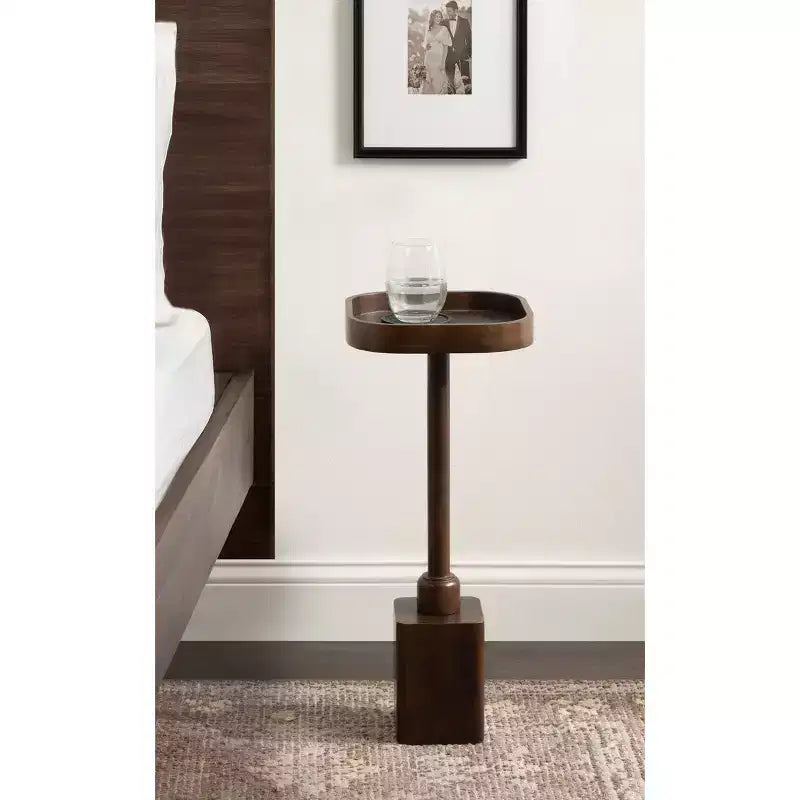 Table d'appoint carrée en bois, brun foncé/naturel pour 1