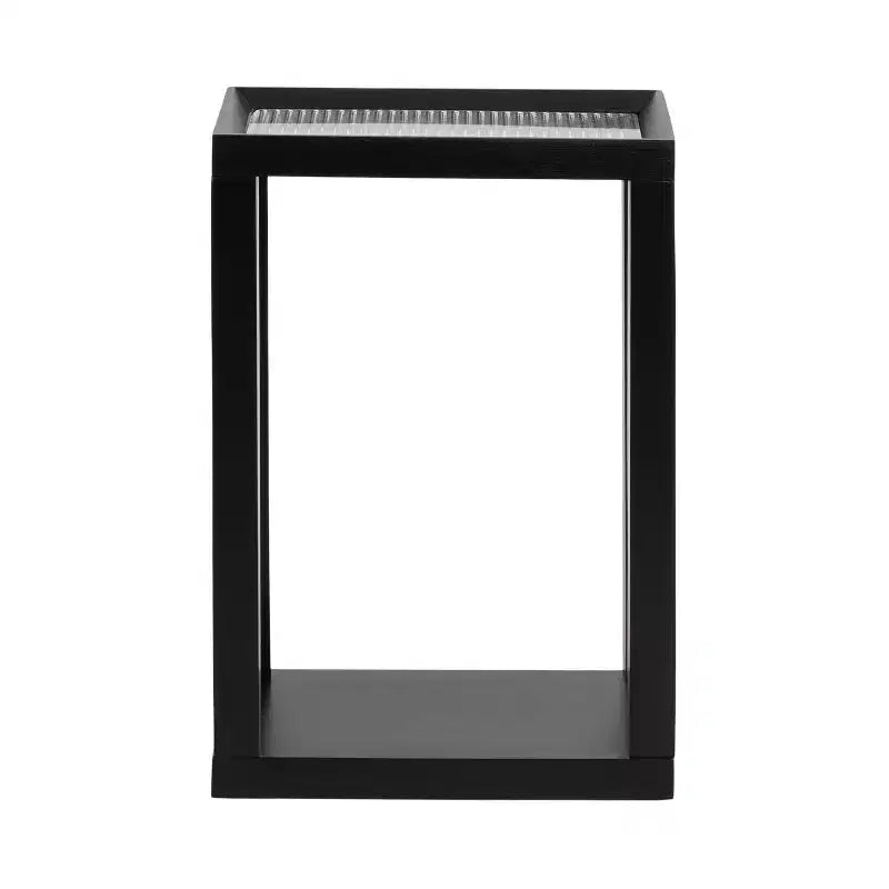 Table d'appoint rectangulaire, cadre en bois avec plateau en verre nervuré, 1 pièce