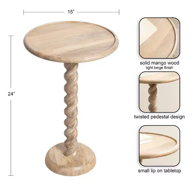 Table d'appoint ronde noire / naturelle / noyer pour 1 personne
