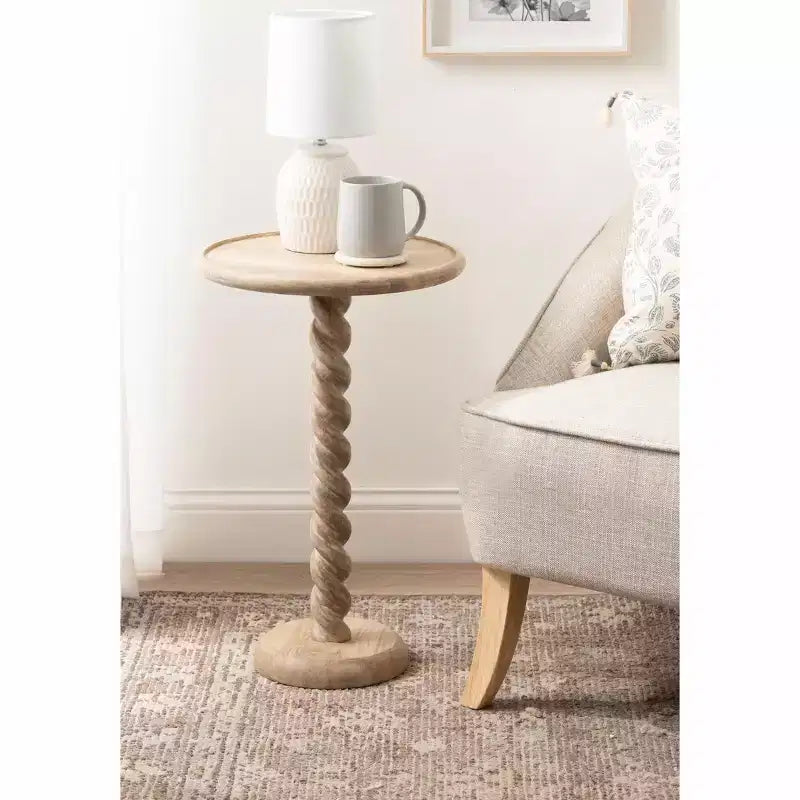 Table d'appoint ronde noire / naturelle / noyer pour 1 personne