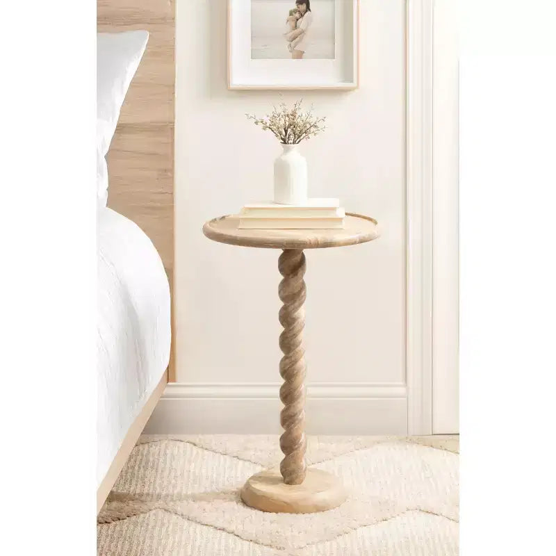 Table d'appoint ronde noire / naturelle / noyer pour 1 personne