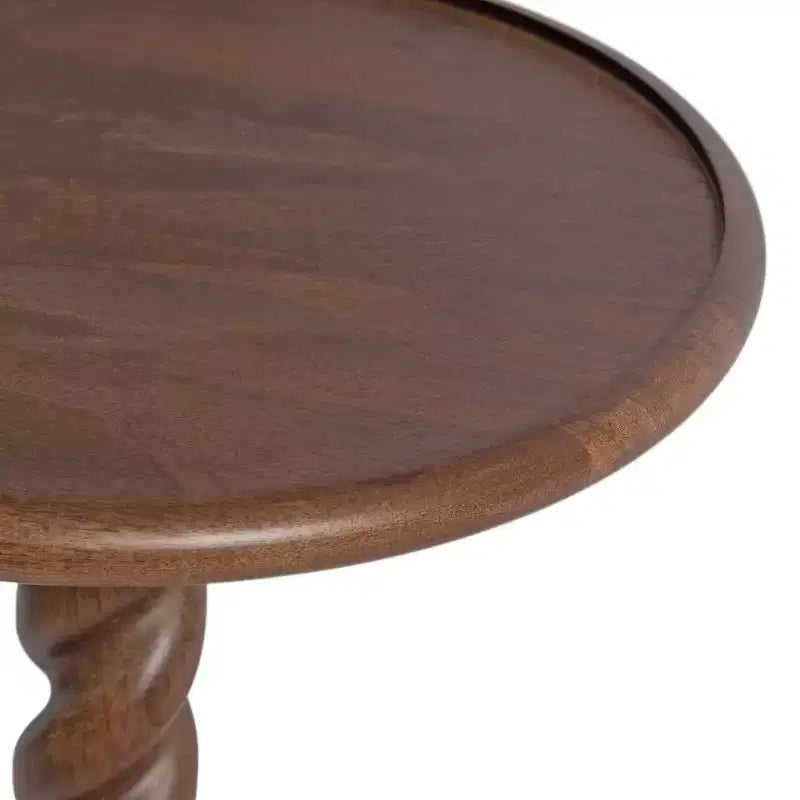 Table d'appoint ronde noire / naturelle / noyer pour 1 personne