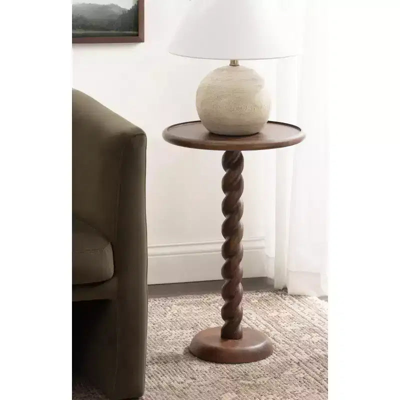 Table d'appoint ronde noire / naturelle / noyer pour 1 personne